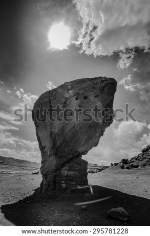 Balanced Rock Lees Ferry Coconino County Arizona Black and White Vertical