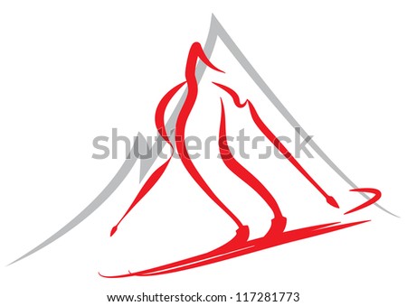 Vector symbol of skiing, winter sports