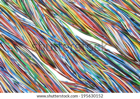 Bundles of colorful network cables