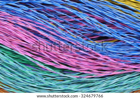 Colored telecommunication cables as abstract background