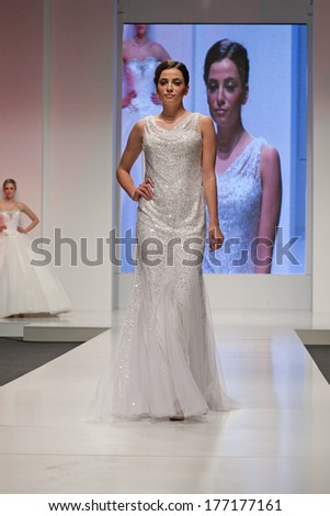 ZAGREB, CROATIA - FEBRUARY 15, 2014: Fashion model in wedding dress on \'Wedding days\'