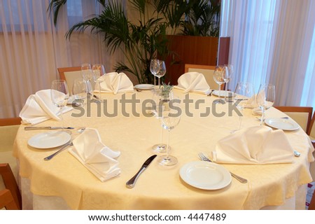 Beautiful and luxurious table setting in the restaurant