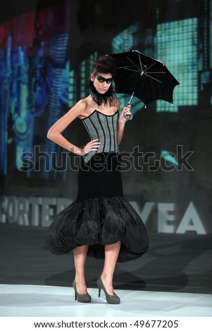 ZAGREB, CROATIA - MARCH 26: Fashion model wearing design of Sin Factory at \
