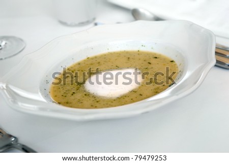 Lobster Shrimp Asparagus Soup with mozzarella foam