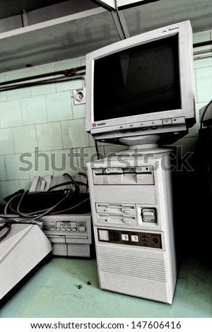 Old vintage computer in the laboratory