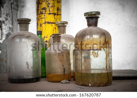 Old laboratory with a lot of bottles
