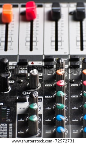 Texture of an audio sound mixer with buttons