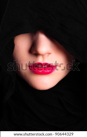 Part Of A Woman'S Face With Black Hood Stock Photo 90644329 : Shutterstock