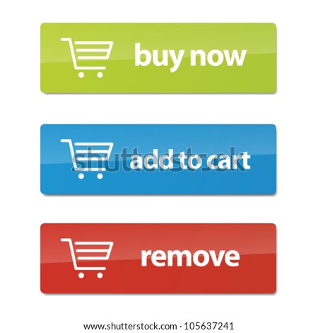Set of modern e-commerce buttons and icons.