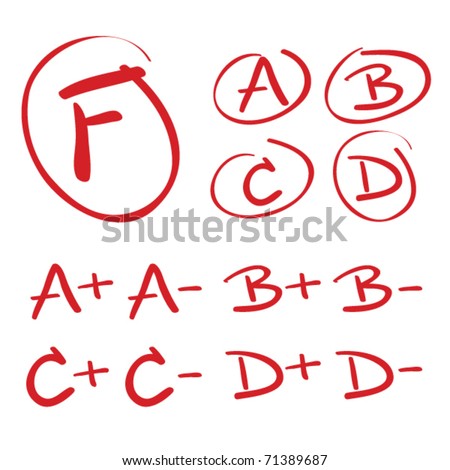 Hand Drawn Vector Grades With Circles, Pluses And Minuses. - 71389687 ...