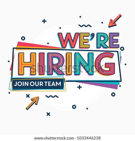 We're hiring typographic design - colorful template with creative graphic text Foto stock © 
