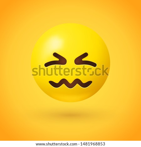 Confounded emoji with yellow face, scrunched, X-shaped eyes and a crumpled mouth, as if quivering in frustration or holding back tears - represents irritation, frustration, disgust, and sadness