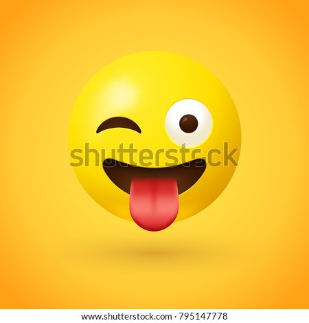 Winking face with tongue emoji - Crazy face emoticon - A face showing a stuck-out tongue and winking at the same time