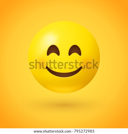 A smiling face emoji with smiling eyes and rosy cheeks on yellow background - emoticon showing a true sense of happiness