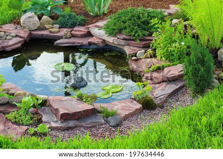 Pond in landscape design.