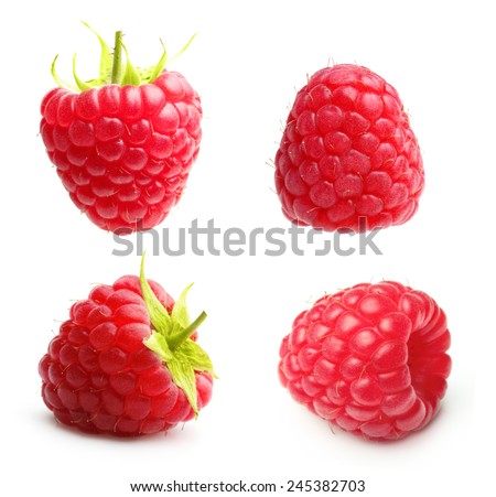 Red ripe berry raspberry isolated on white background