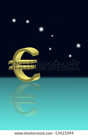 Golden euro and Ursa Major in the night sky