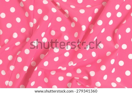 Pink polka dot fabric swatch background ruffled