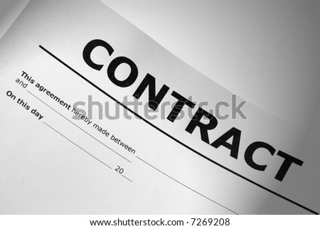 Closeup of contract title page