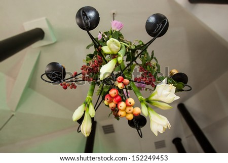 floral  wedding luxury decoration on a chandelier