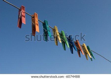 Clothes pegs of different colors