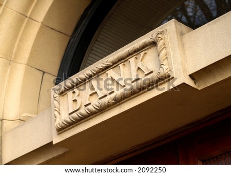 Bank Sign carved in stone