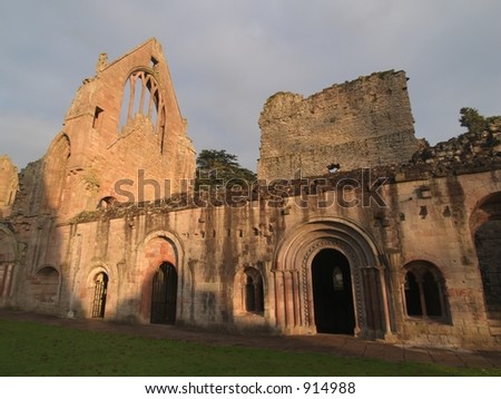 Abbey ruins sunset inner wall