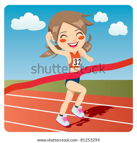 Young Athlete Woman Winning Olympic Games Sprint Race Competition Stock ...