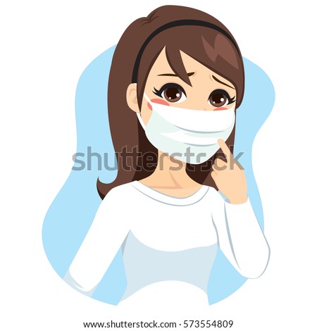 Young woman wearing medical mask on face to prevent flu