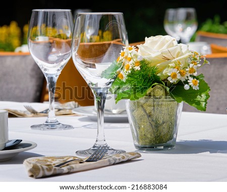 laid table in summer at the wedding