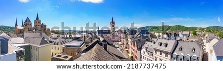  Amazing view of famous historic Trier city center - ancient Roman city gate in Trier, Germany. UNESCO. Foto d'archivio © 