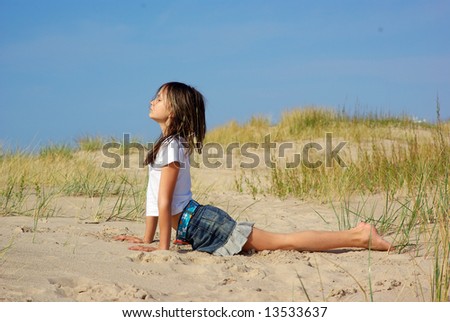 The girl in yoga pose