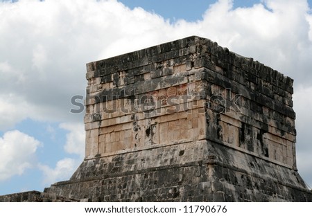 The Top of the Jaguar Temple at Chichen Itza, (Mayan Ruins) in Mexico.