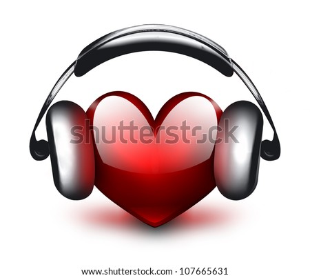 Heart With Headphones - The Concept Of A Music Lover Stock Photo ...