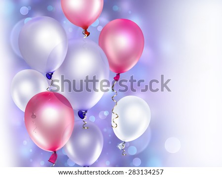 festive background with pink and purple balloons