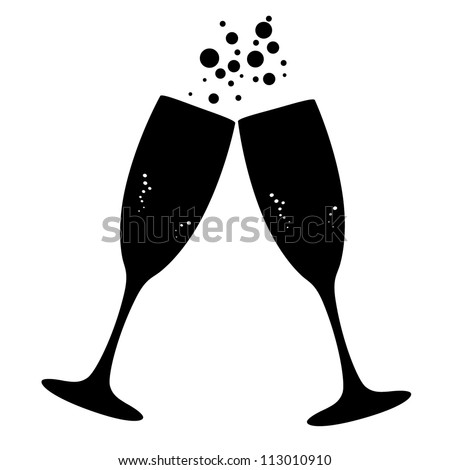 Conceptual vector illustration of sparkling champagne glasses. Proposed colors. Vector File.