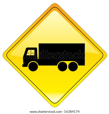 Truck Traffic Warning Sign (Us Style) Stock Photo 16384174 : Shutterstock