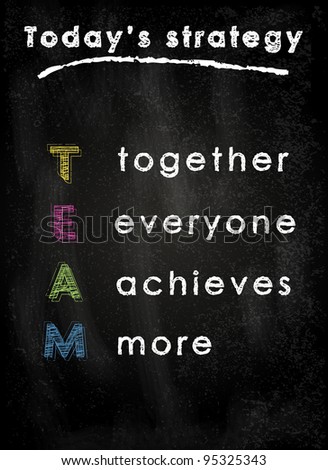 Conceptual Team Acronym On Black Chalkboard (Together, Everyone ...