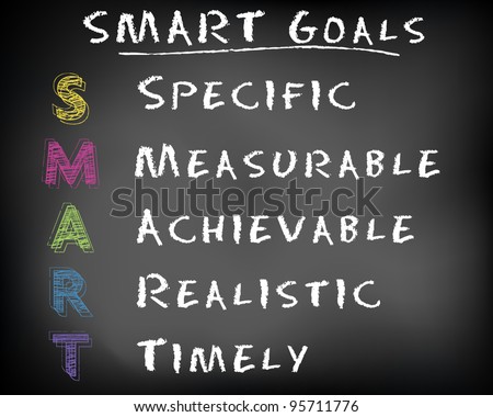 Conceptual Smart Goals Acronym On Black Chalkboard (Specific ...