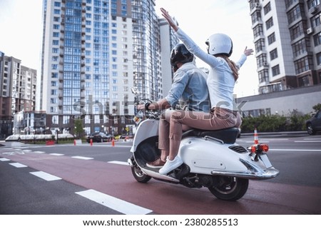 Similar – Image, Stock Photo Man and woman riding horses