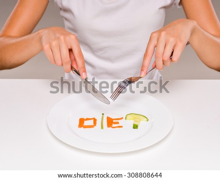 Healthy eating, vegetarian food, dieting. Concept of diet. Plate with vegetables.