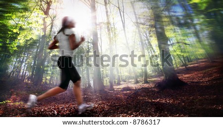 Girl Running in forest