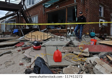 BROOKLYN, NY - NOVEMBER 01: Serious damage in the buildings at the Seagate neighborhood due to impact from Hurricane Sandy in Brooklyn, New York, U.S., on Thursday, November 01, 2012.