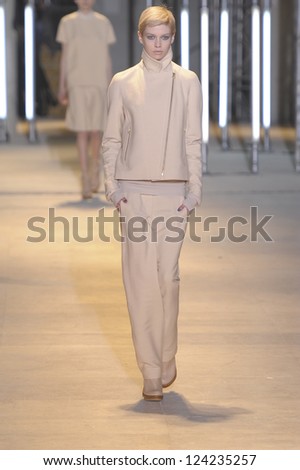 PARIS, FRANCE - MARCH 05: A model walks the runway during the Cacharel Ready to Wear Autumn/Winter 2011/2012 show during Paris Fashion Week at Palais De Tokyo on March 5, 2011 in Paris, France