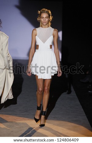 PARIS, FRANCE - MARCH 01: A model walks the runway during the Hakaan Ready to Wear Autumn/Winter 2011/2012 show during Paris Fashion Week at Les Beaux-Arts de Paris on March 1, 2011 in Paris, France.