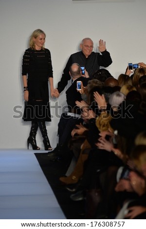 NEW YORK, NY - FEBRUARY 08: Designers Lubov and Max Azria walk the runway at the Herve Leger By Max Azria fashion show during Mercedes-Benz Fashion Week Fall 2014 on February 8, 2014 in New York City.
