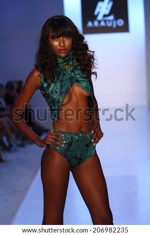 MIAMI - JULY 21: Model walks runway at AZ Araujo Swimwear collection during MBFW Miami Swim on July 21, 2014 in Miami Beach Florida