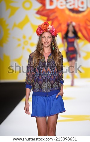 NEW YORK, NY - SEPTEMBER 04: A model walks the runway at Desigual during Mercedes-Benz Fashion Week Spring 2015 on September 4, 2014 in New York City.