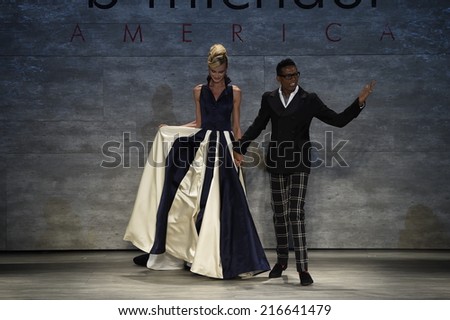 NEW YORK, NY - SEPTEMBER 10: Designer B. Michael and model Elena Kurnosova walks the runway at the B. Michael America show during Mercedes-Benz Fashion Week Spring 2015 on September 10, 2014 in NYC.