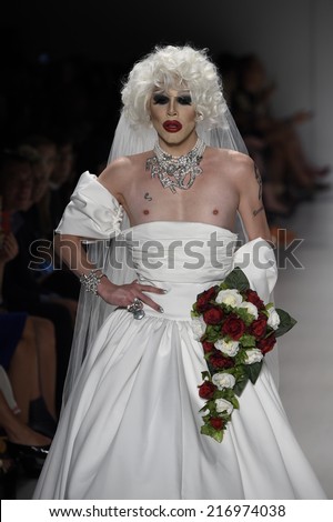 NEW YORK, NY - SEPTEMBER 10: Model/Drag Queen Sharon Needles walks the runway at Betsey Johnson fashion show during Mercedes-Benz Fashion Week Spring 2015 on September 10, 2014 in New York City.